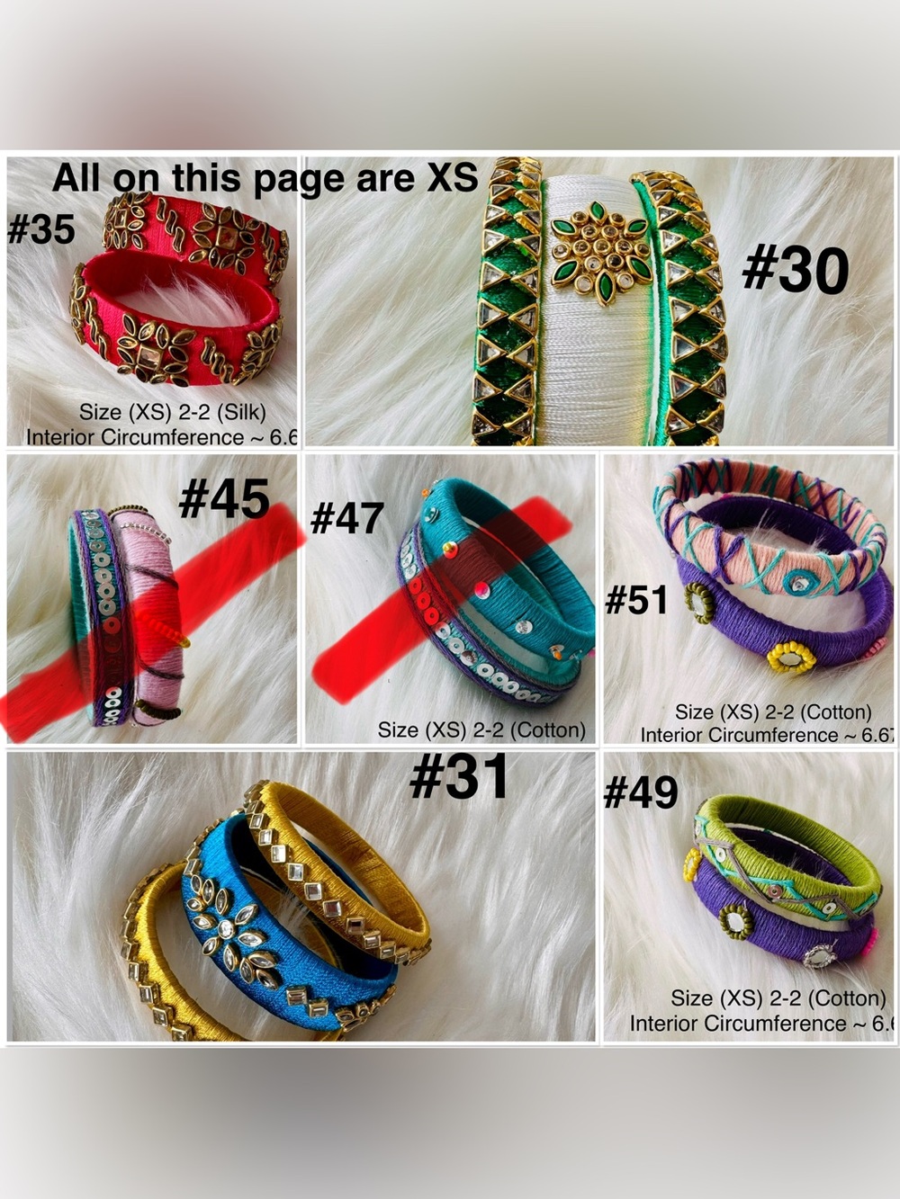 🎡🎡Handmade Silk or Cotton Wrapped Bangle Set of your choice in various sizes - Picture 9 of 16